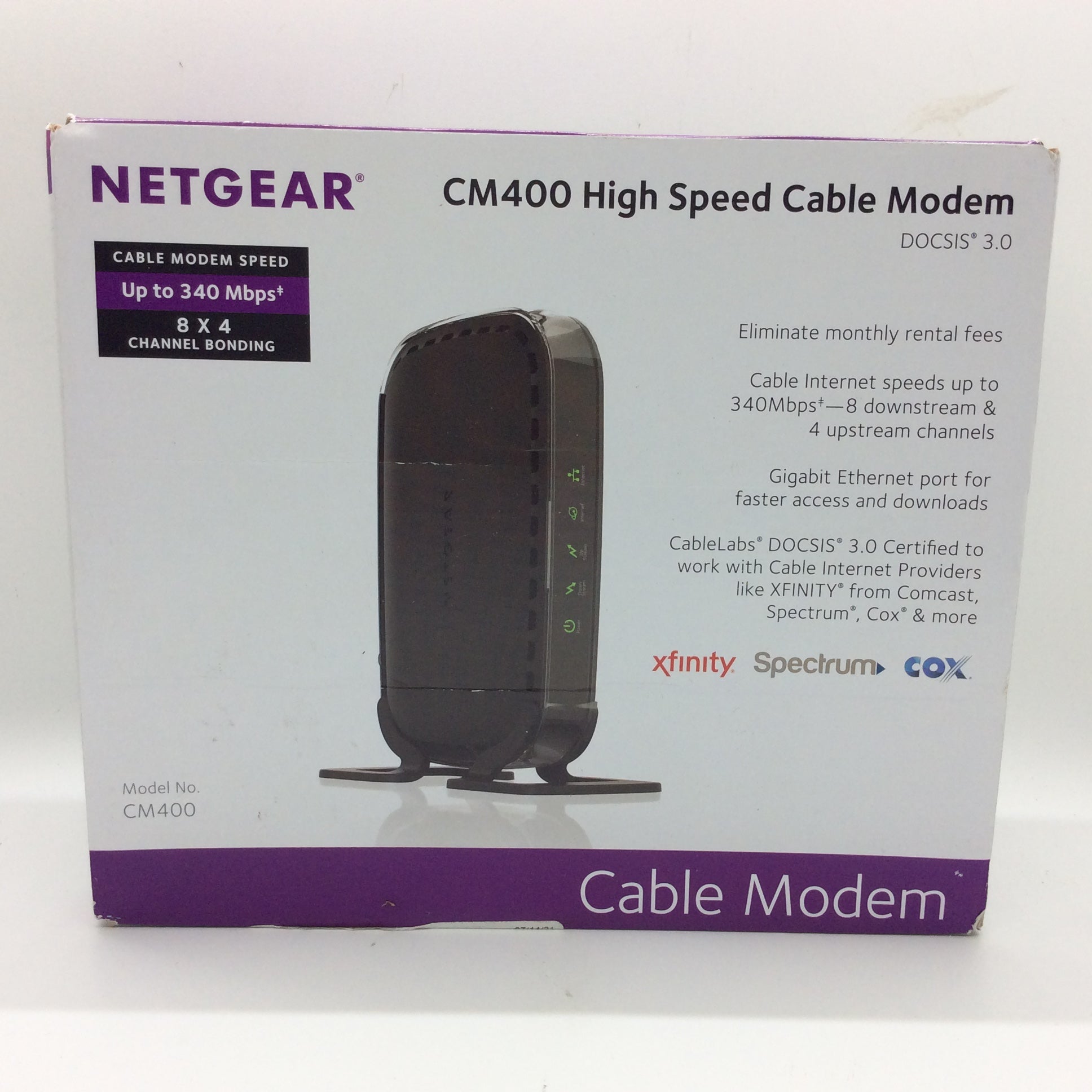 a box with a cable modem inside of it